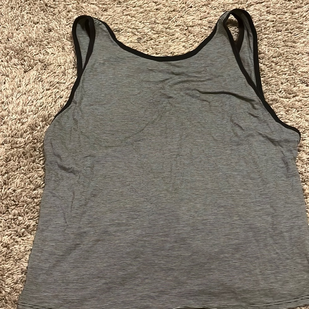 Lululemon twist back top black/grey stripe